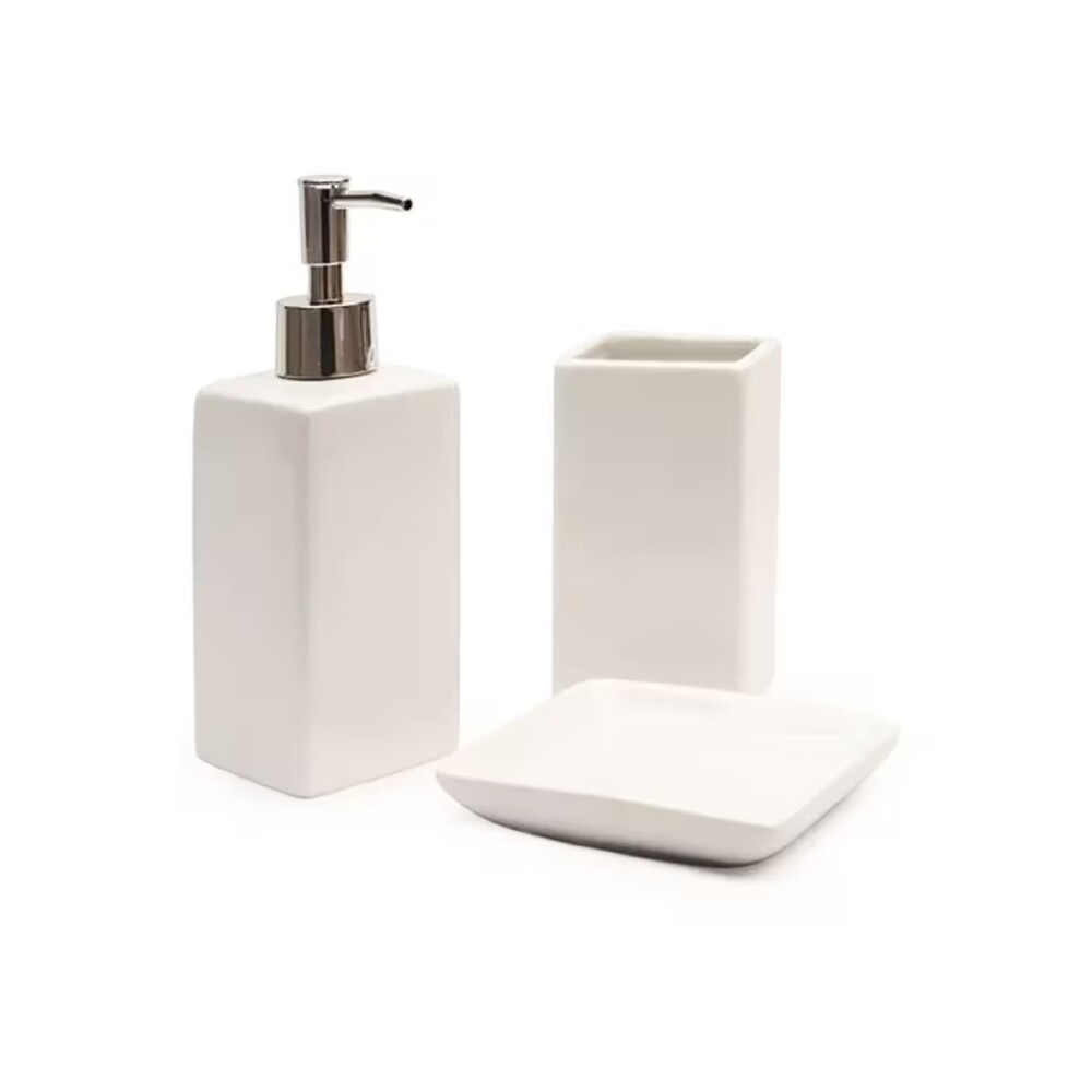 Set de accesorios de baño 3 piezas Blanco Set De Accesorios De Baño 3 Piezas Blanco