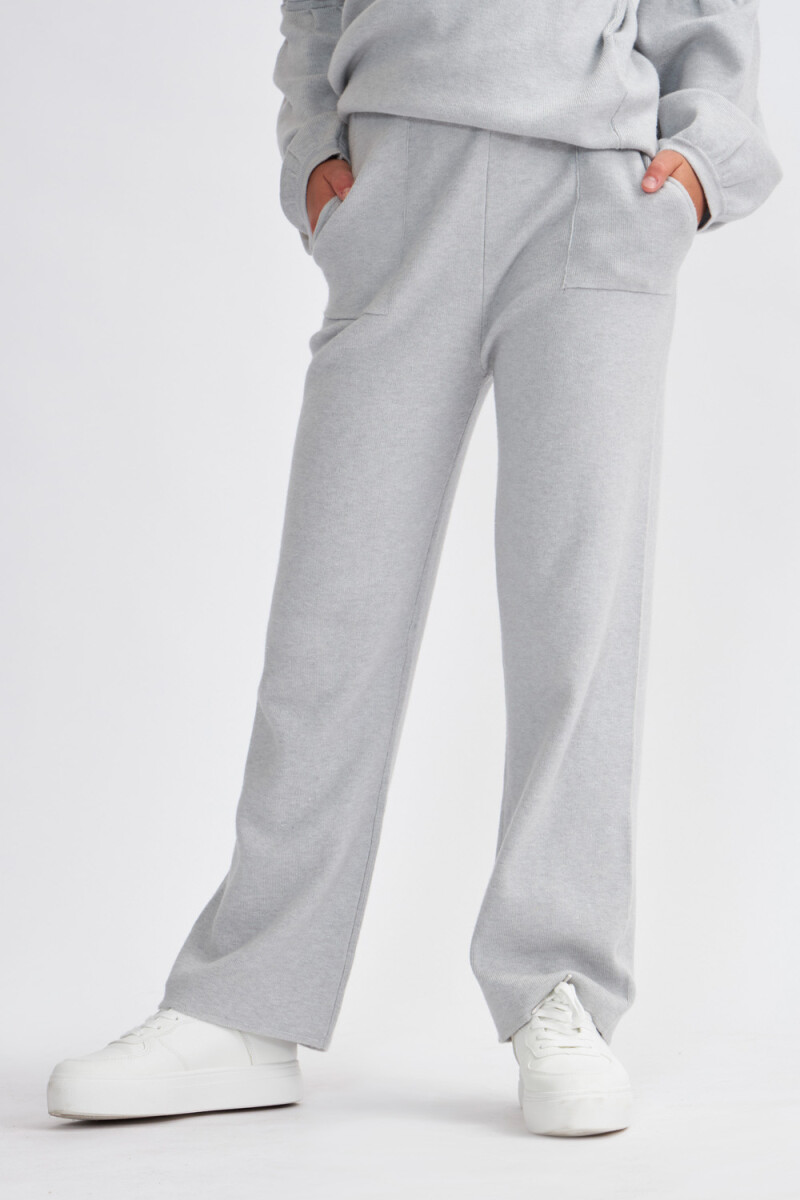 Pantalón de punto con bolsillos Gris Melange