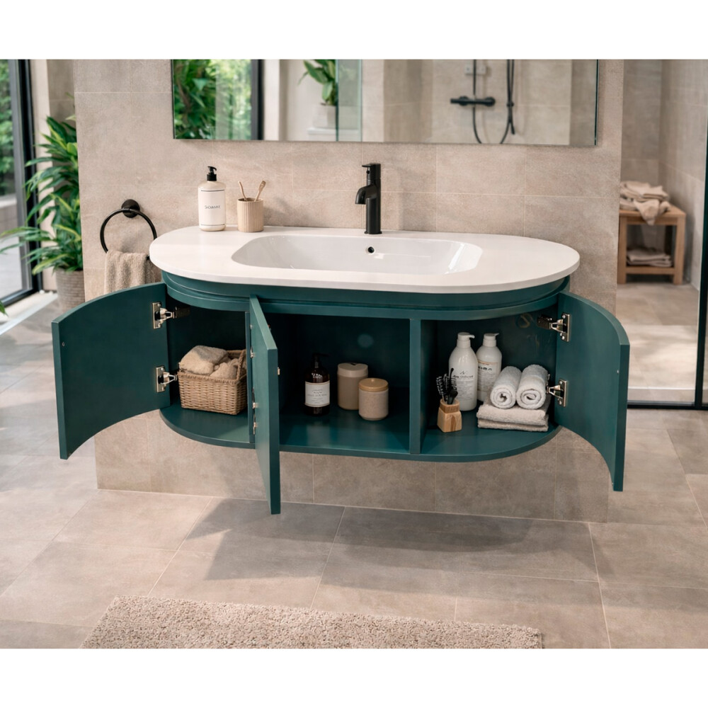 CONJUNTO DE BAÑO HABITARE MODELO LT6004-80 / MUEBLE PVC+ BACHA + ESPEJO CIRCULAR C/ LUZ LED - 80 cm Conjunto De Baño Habitare Modelo Lt6004-80 / Mueble Pvc+ Bacha + Espejo Circular C/ Luz Led - 80 Cm