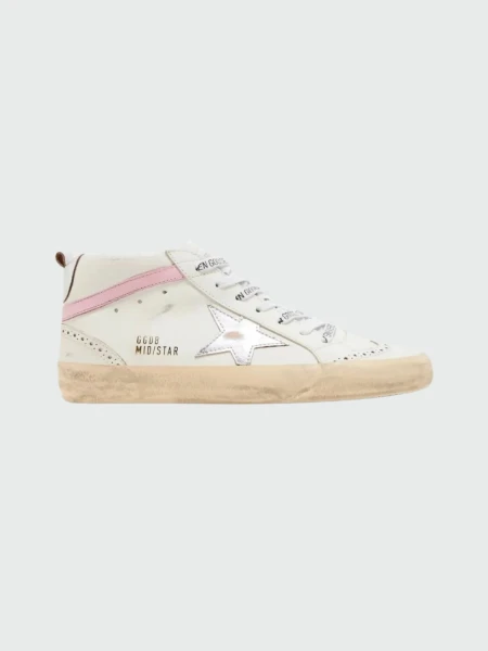 Golden Goose-Botines de cuero, Mid Star Blanco