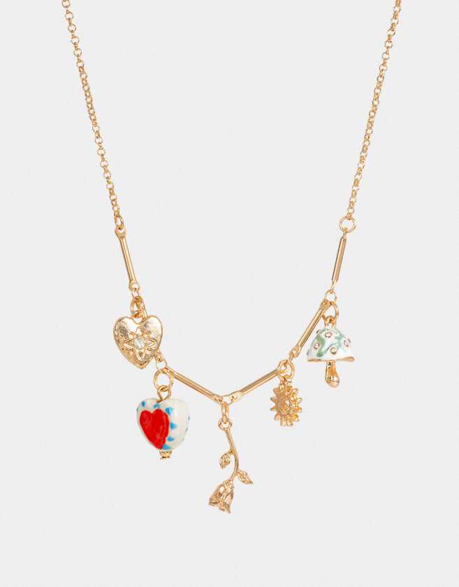 Collares Cortos Cerámica Collar Corto Multidijes Cerámica - Dorado