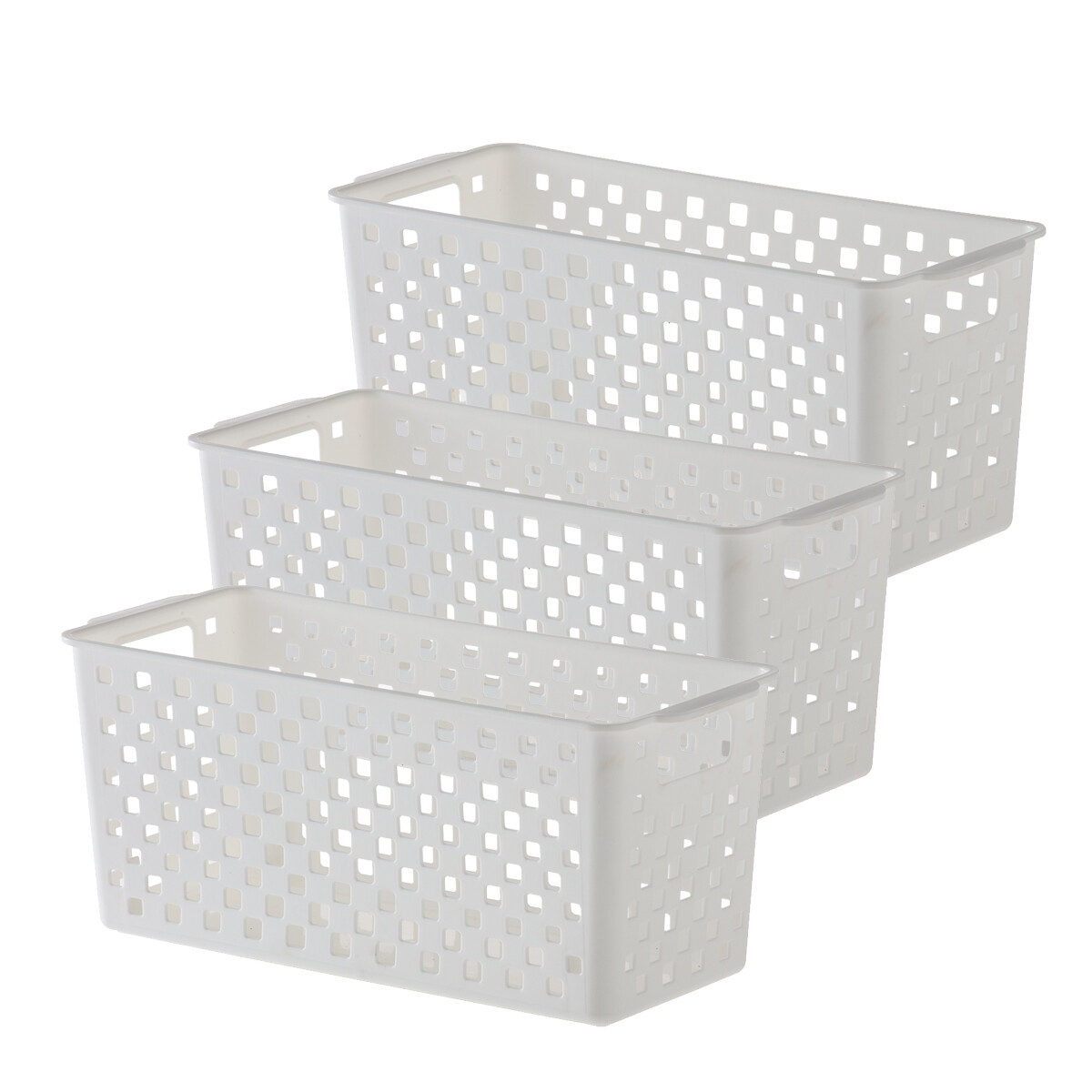 Set x3 Cesto organizador Quadratta calado MS - BLANCO 