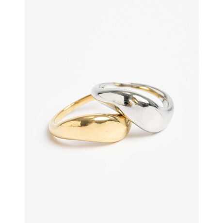 Sets Anillos Metal Combinacion Bicolor
