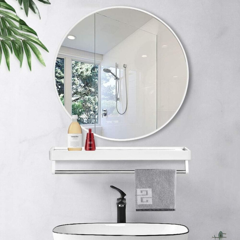 Espejo Redondo Circular 50 Cm Marco Hierro Negro Blanco
