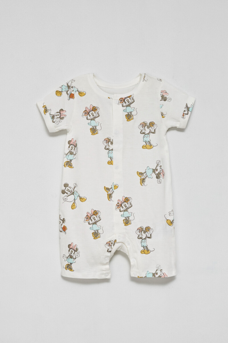 Pijama corto manga corta Estampado Minnie -blanco
