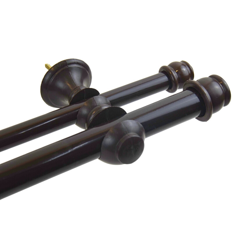 Barrote cortina doble de metal 1,5 m + 2 Soportes MARRON OSCURO