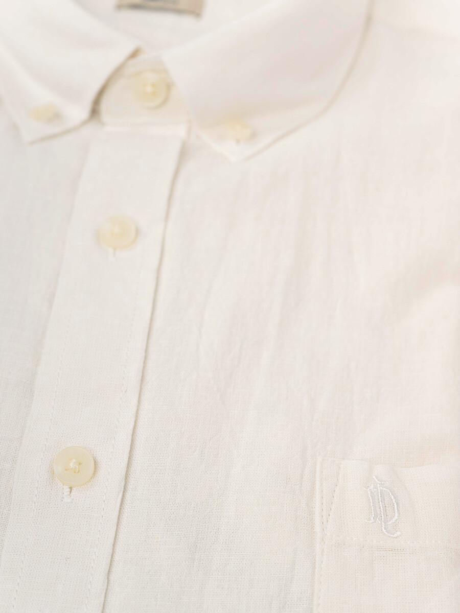 Camisa mc lino lisa - blanco 