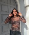 Remera print microtul marrón