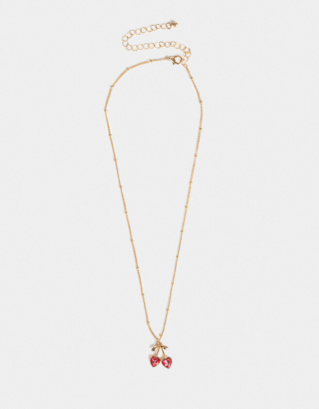Cadena Corta con Dije Con strass Cadena Corta Dije Cherry - Dorado