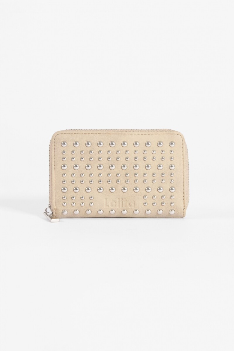 Billetera con tachas beige