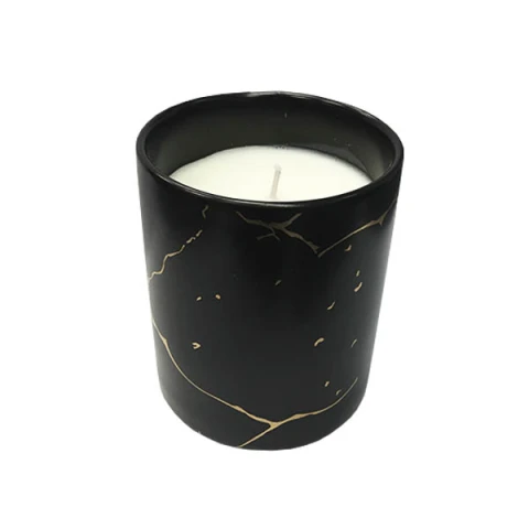 Vela Aromática Mármol con Dorado NEGRO