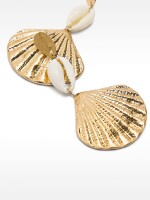 Pendientes Largos Con Conchas blanco