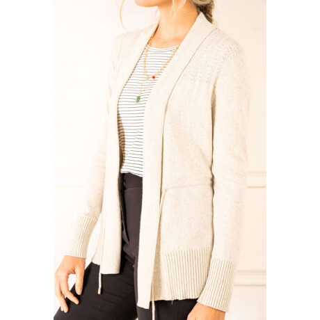 Cardigan C/solapa Algodon Elastano Gris Melange