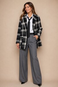 CHAQUETA VERT Gris y Negro