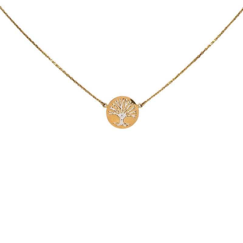 Conjunto Árbol de la vida-Oro bajo y oro blanco-Sin piedra-CJ8051 Sinpiedra