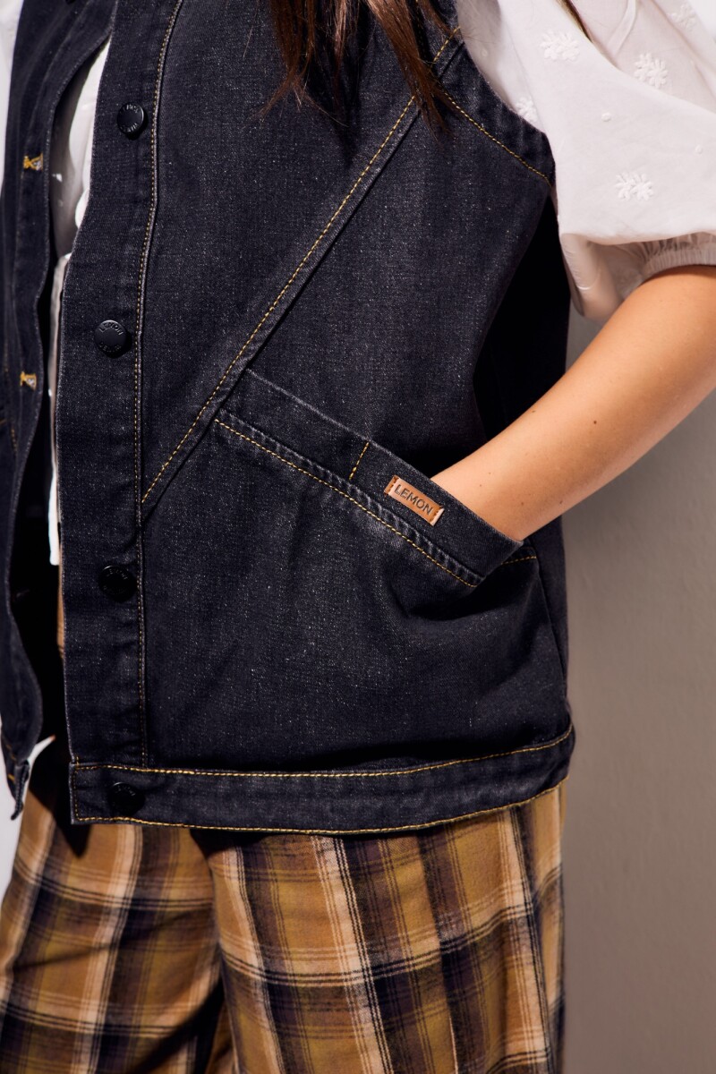 Chaleco Denim Jean Gris