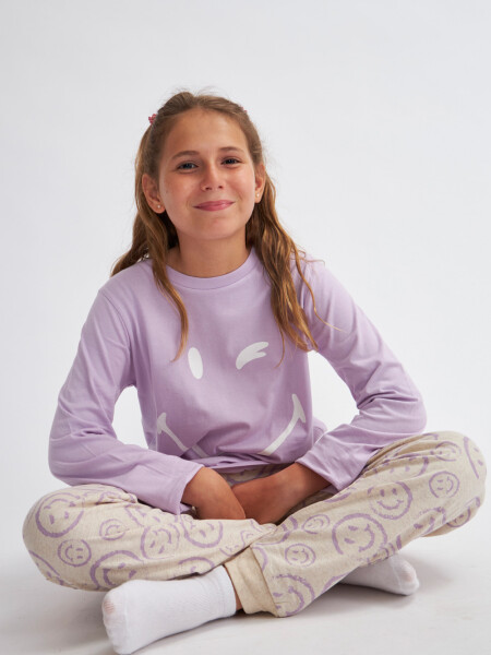 Set pijama largo estampado Lila