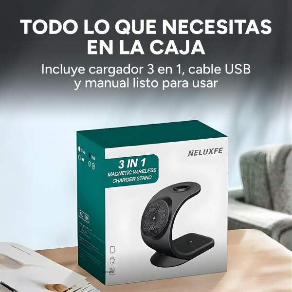 Base De Carga Inalambrica 3 En 1 Magnetico P Iphone 15W Fast Color Negro