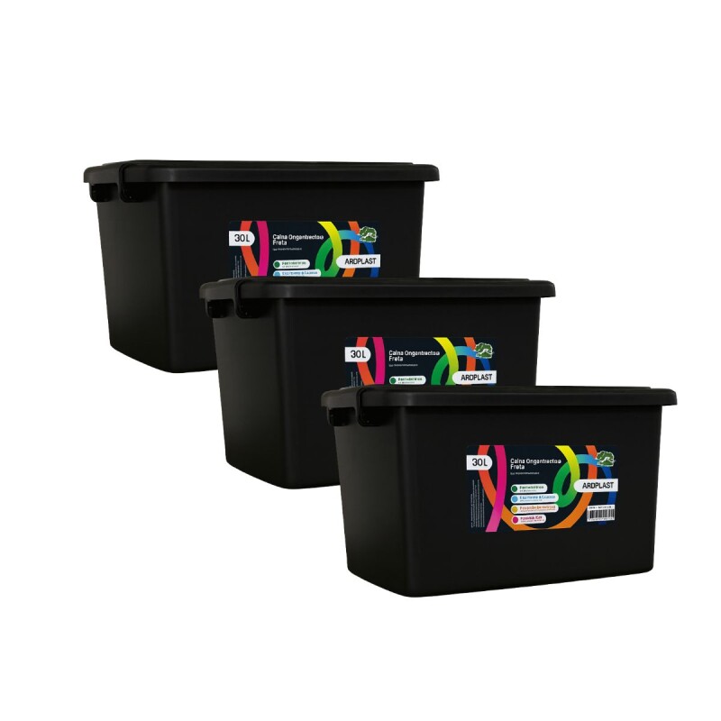 Set x3 Caja organizadora 30lts NEGRO