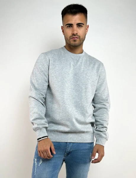 Buzo básico liso Parolo Gris Melange
