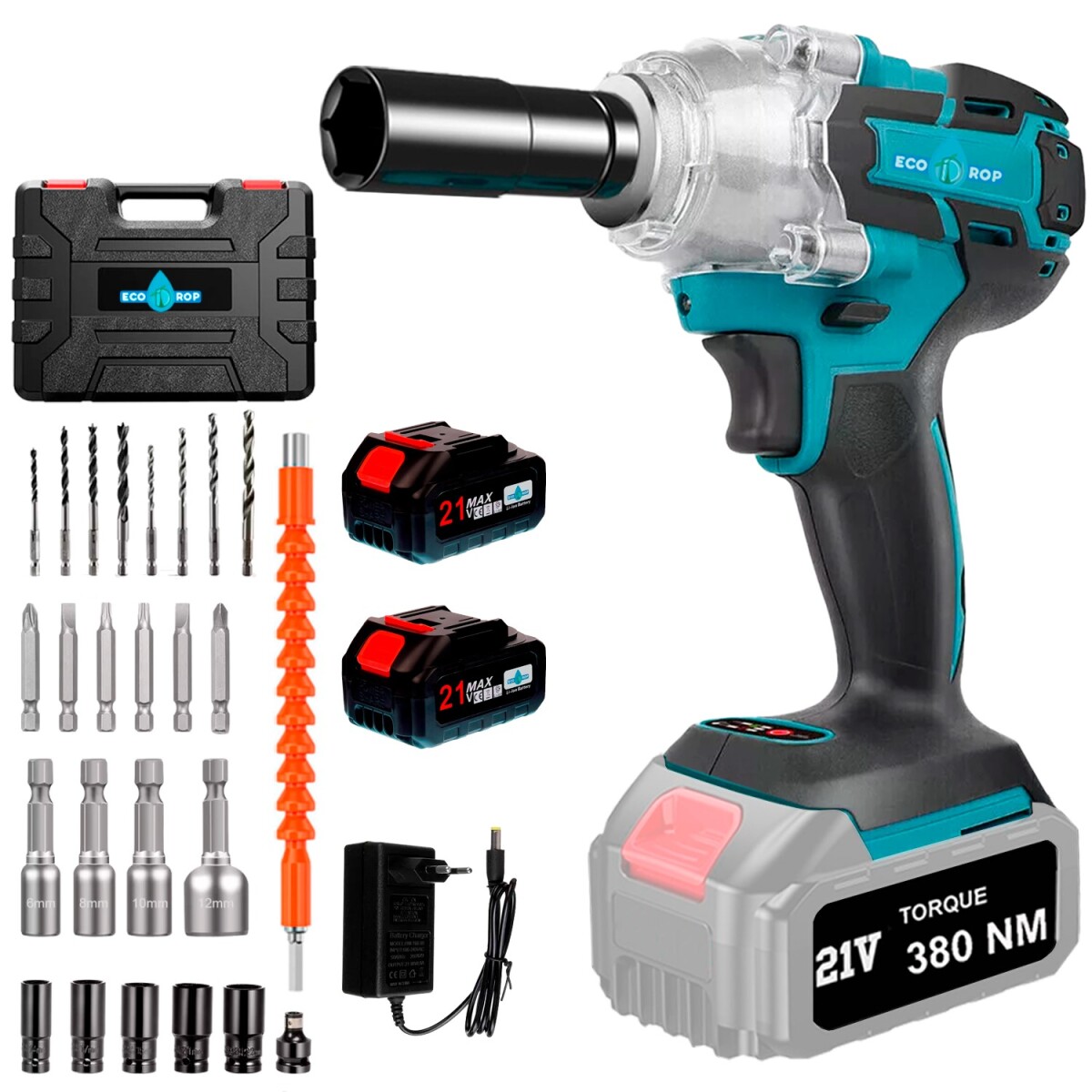 LLAVE DE IMPACTO A BATERIA 380NM INCLUYE 2 BATERIAS 