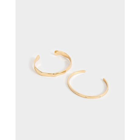 Set 2 Pulseras Rígidas Con Strass Dorado