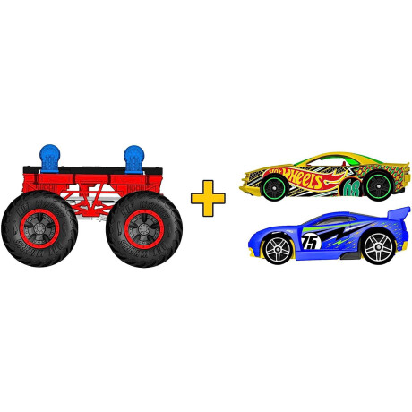 Hot Wheels Monster Trucks + 2 autos Originales Mattel Rojo