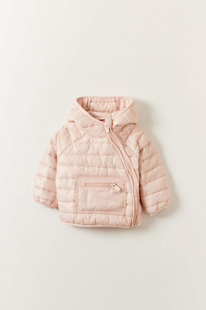 Campera abrigo capitoneada capucha - Rosa 