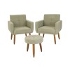 Conjunto Decorativo 494 Dallas 2 Poltronas + Puff Verde Conjunto Decorativo 494 Dallas 2 Poltronas + Puff Verde