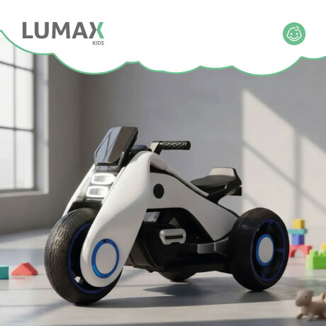 Moto futuro a batería infantil Lumax Grande con luces y musica Blanco