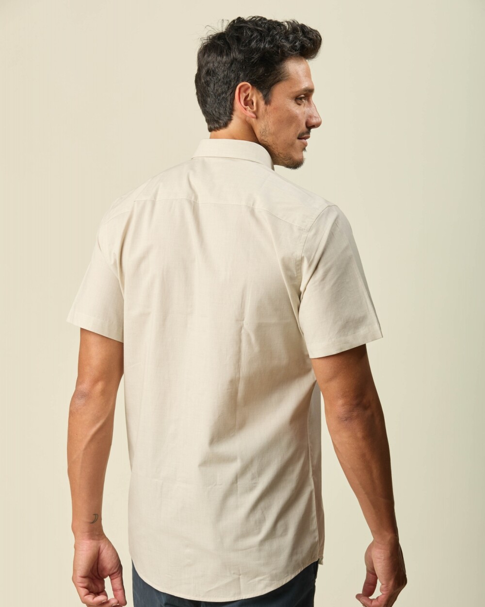 Camisa Manga Corta Beige