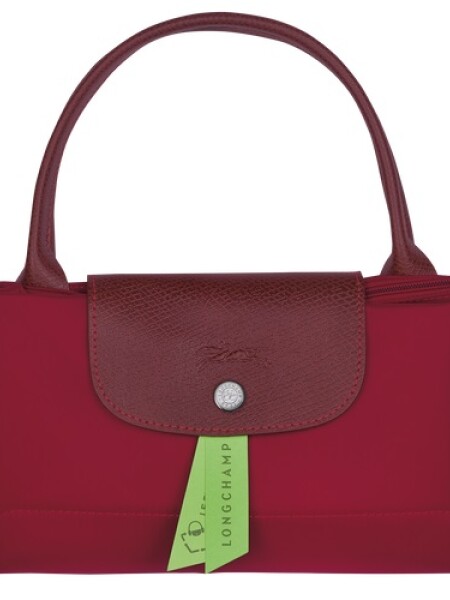 Longchamp -Cartera Longchamp plegable de nylon con cierre y asa corta, Le pliage green M Bordó