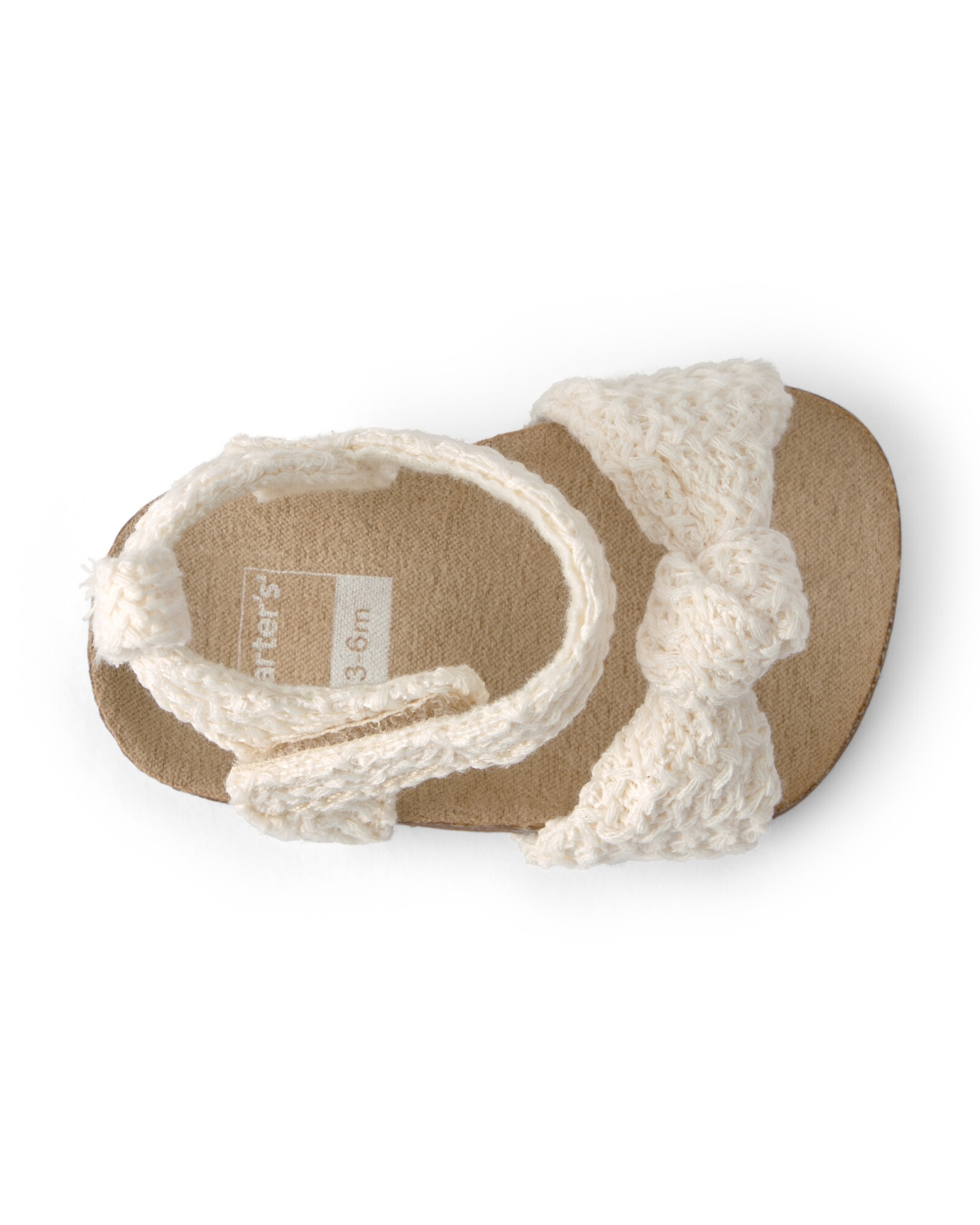 Sandalias crochet con velcro, en color crema Sin color