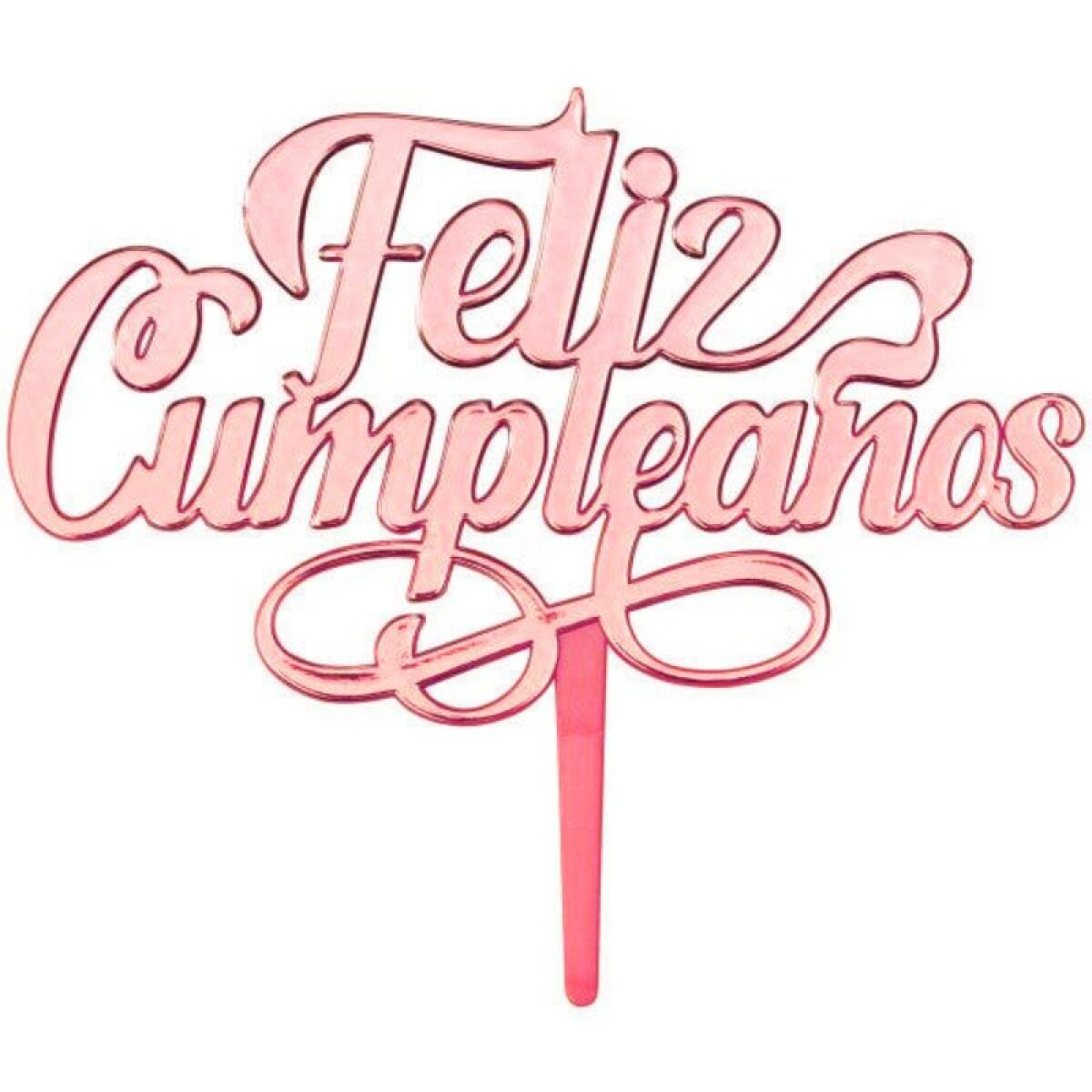 Topping Feliz Cumpleaños de Acrílico - Rosa Oro 