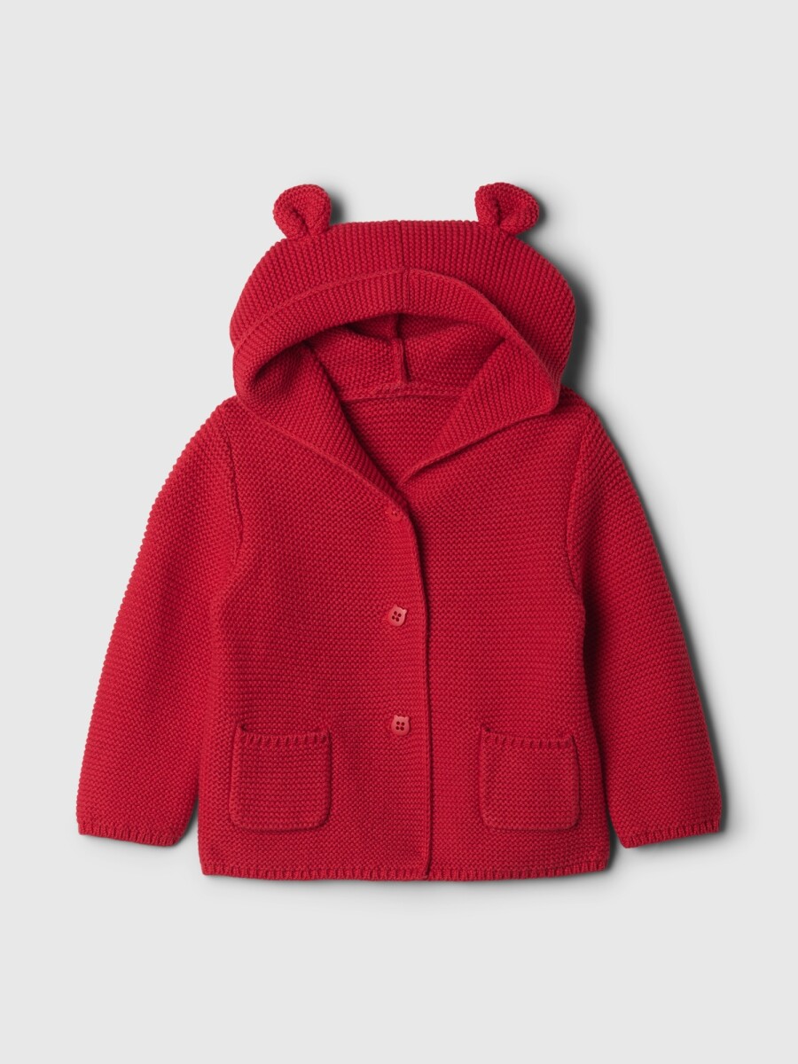 Saco Garter Con Botones Y Capucha Ebé - Modern Red 