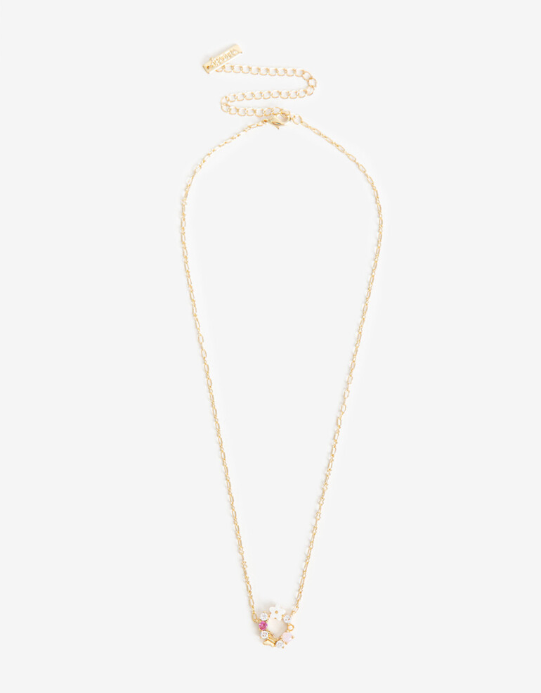 Cadena Corta con Dije Cubic zirconia Collar Floral Cubic Zirconia - Dorado