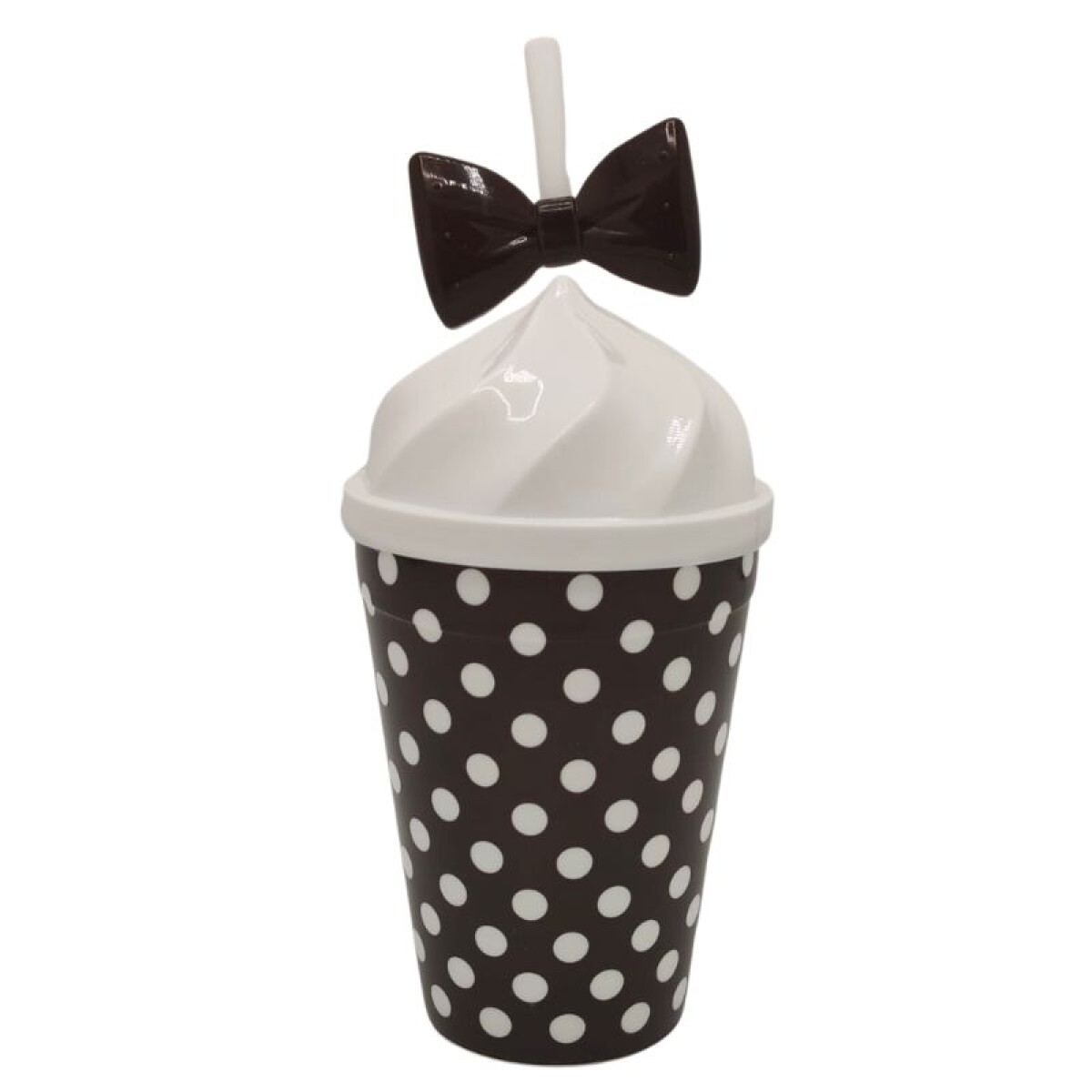 Vaso Lunares con Tapa - Negro 