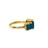 Anillo Baguette -Plata rodinada con micra oro 18k-Piedra Jade negro azul- AN2020 conpiedra