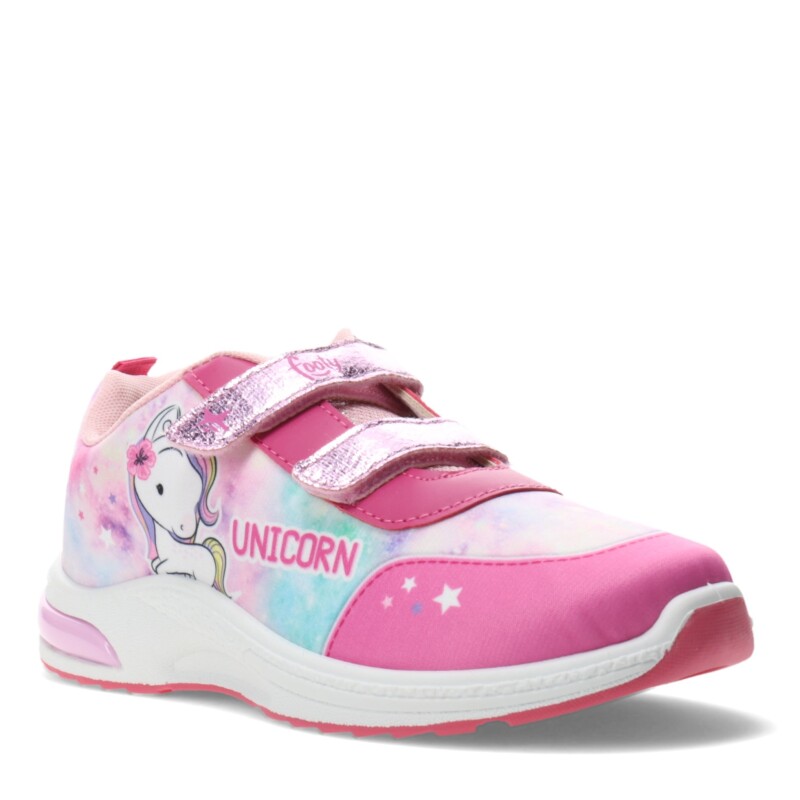 Championes de Niños Footy Unicornio c/Luces Fucsia - Rosa
