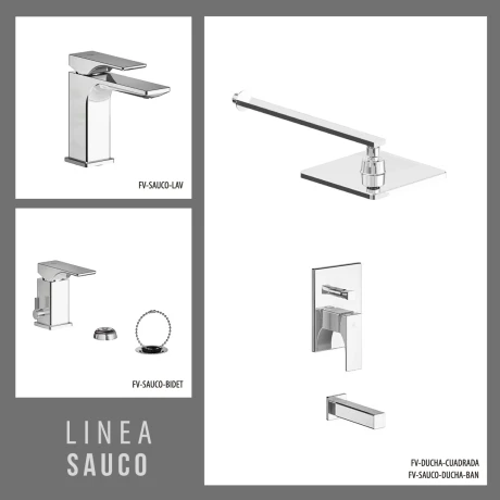 Juego De Griferia Incluye Ducha Embutida,Brazo Y Roseta.Lavatrio Bajo Y Bidet Marca Fv Linea Sauco 000
