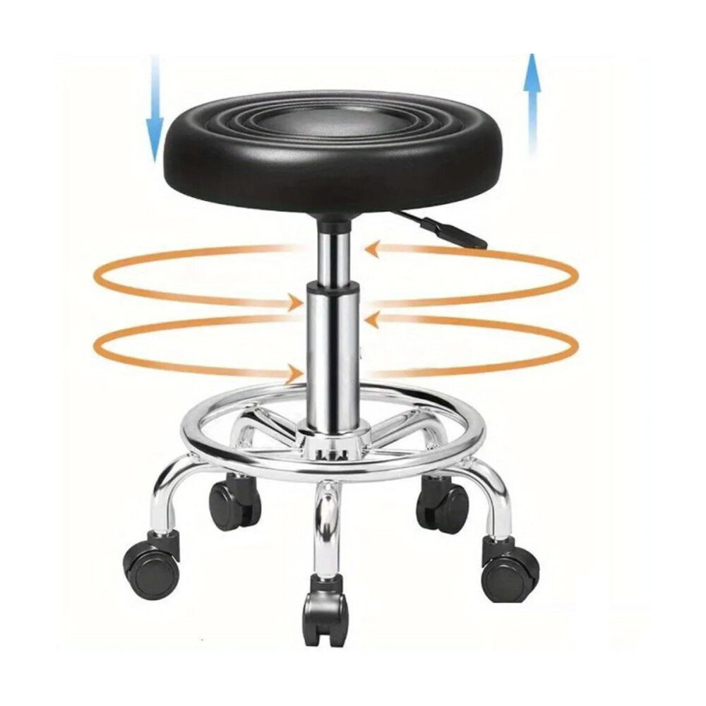 Banquito Giratorio Taburete Ajustable Rueditas Peluquería Negro