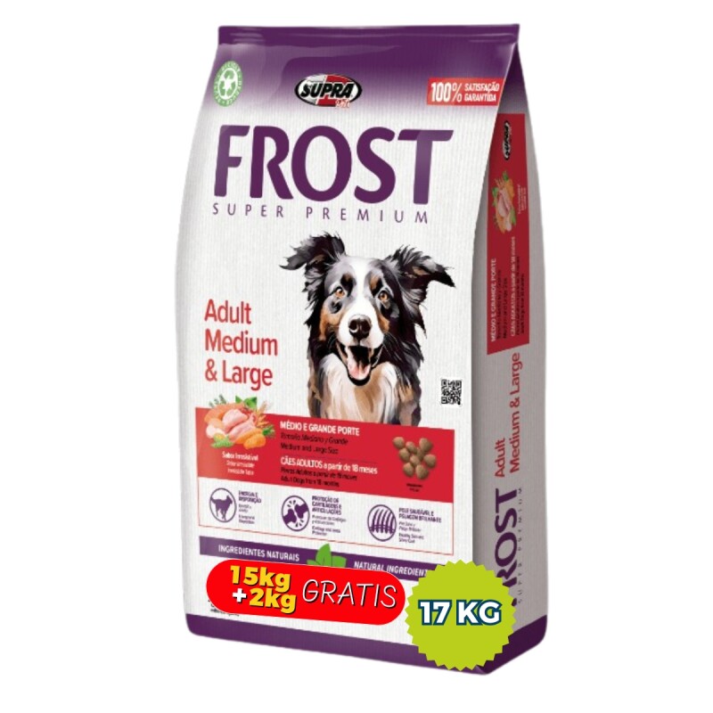 FROST PERROS ADULTOS RAZAS GRANDES DE 15 + 2 KG GRATIS FROST PERROS ADULTOS RAZAS GRANDES DE 15 + 2 KG GRATIS