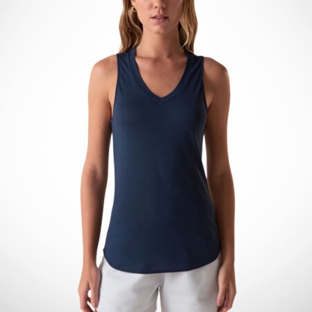 Musculosa De Cuello En V Crepe Flow Fila AZUL
