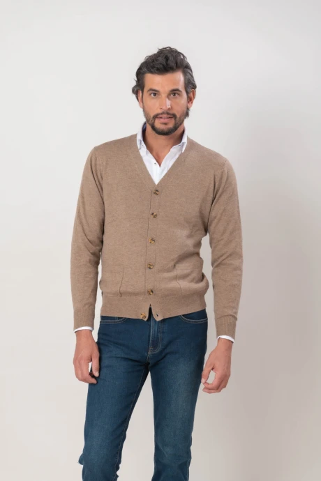 Cardigan lana merino Tostado