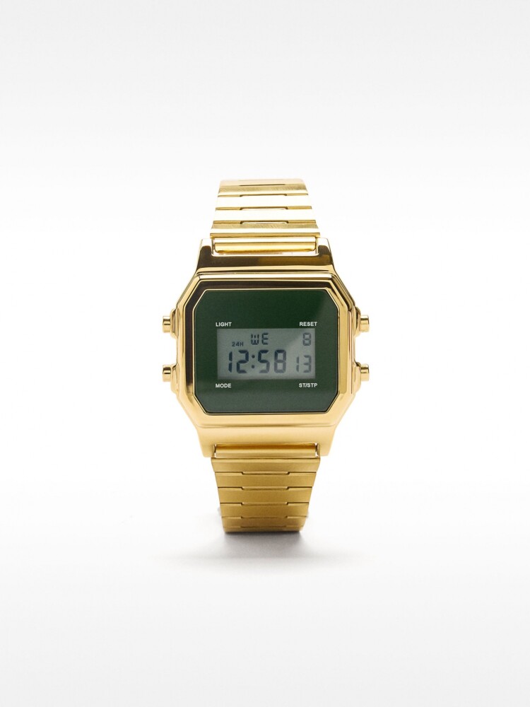 Reloj Digital Con Pulsera De Acero Inoxidable dorado