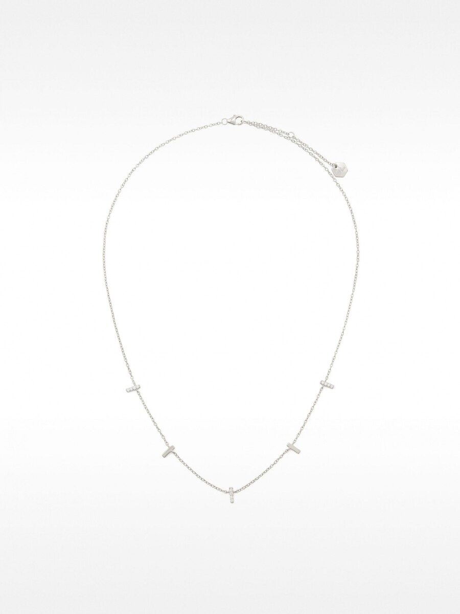 Collar Con Barras Y Circonitas - Plata De Ley 925 plateado