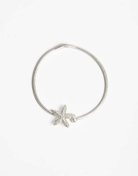 Collares Cortos Strass Collar Corto Rígido Estrella De Mar - Blanco Crema