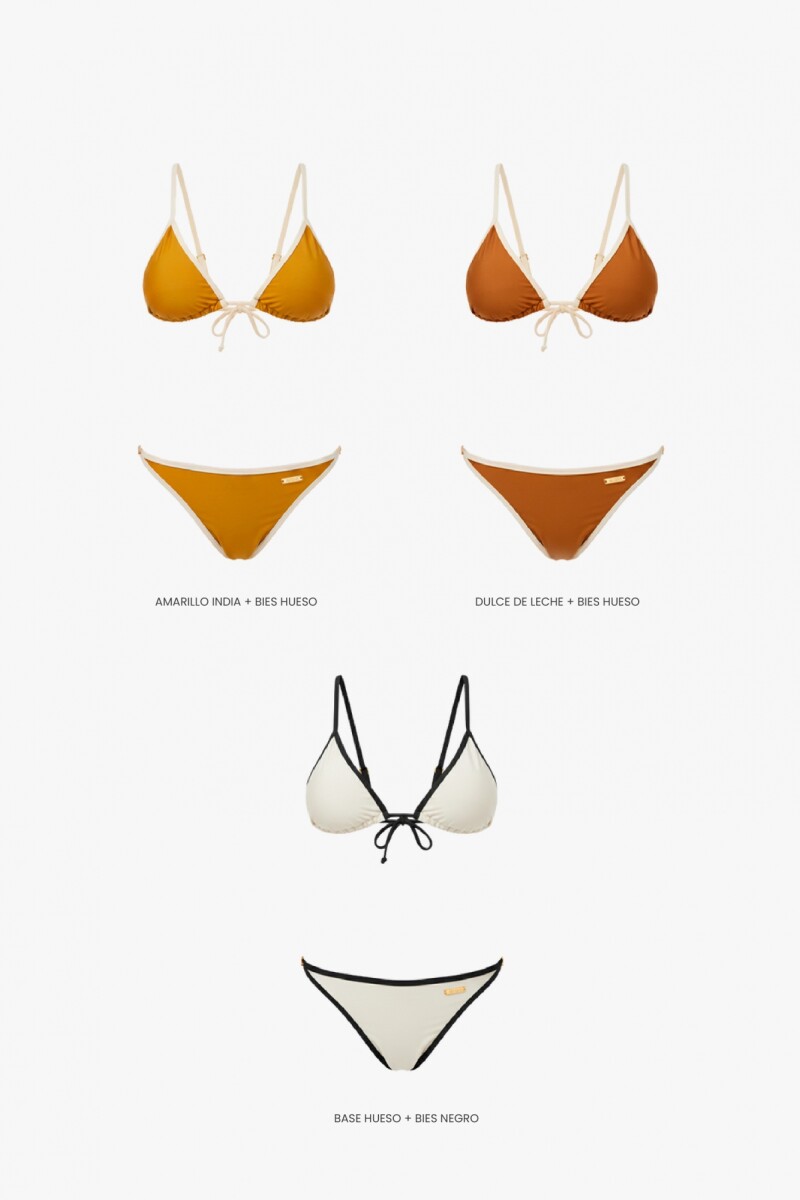 SET PAMPITA BICOLOR AMARILLO INDIA Y BIES HUESO