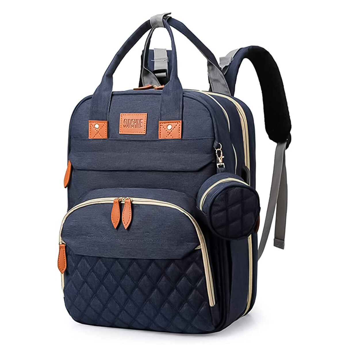 Mochila Bolso Maternal Con Cuna Bebé Cambiador - Azul 