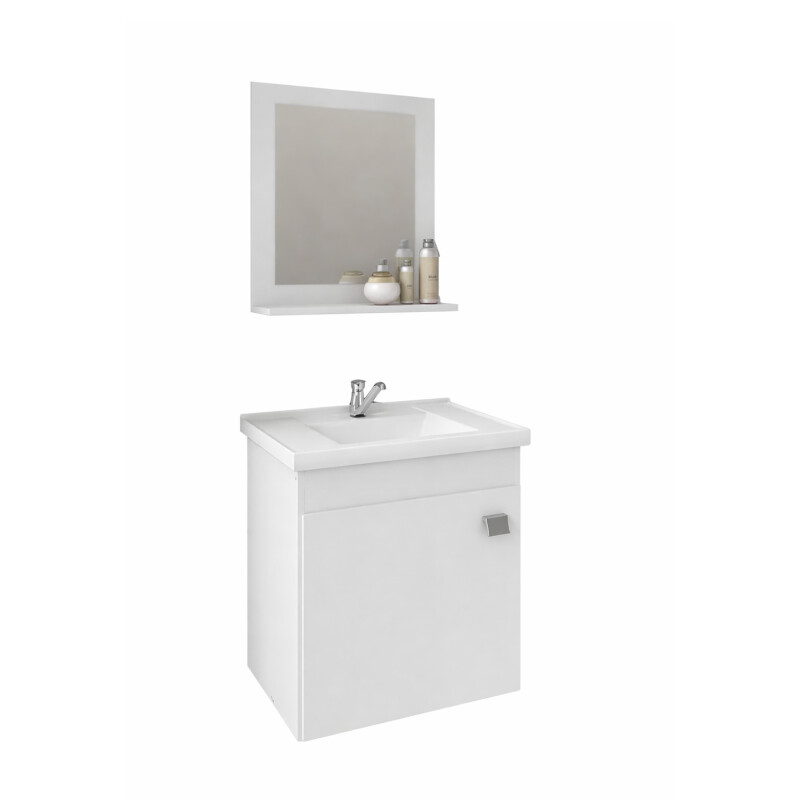 Mueble De Baño Mgm Iris Con Lavabo Y Mueble Blanco Con Orificio Para Grifos Mueble De Baño Mgm Iris Con Lavabo Y Mueble Blanco Con Orificio Para Grifos